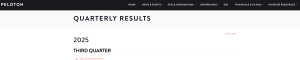 Financial report on Peloton website
